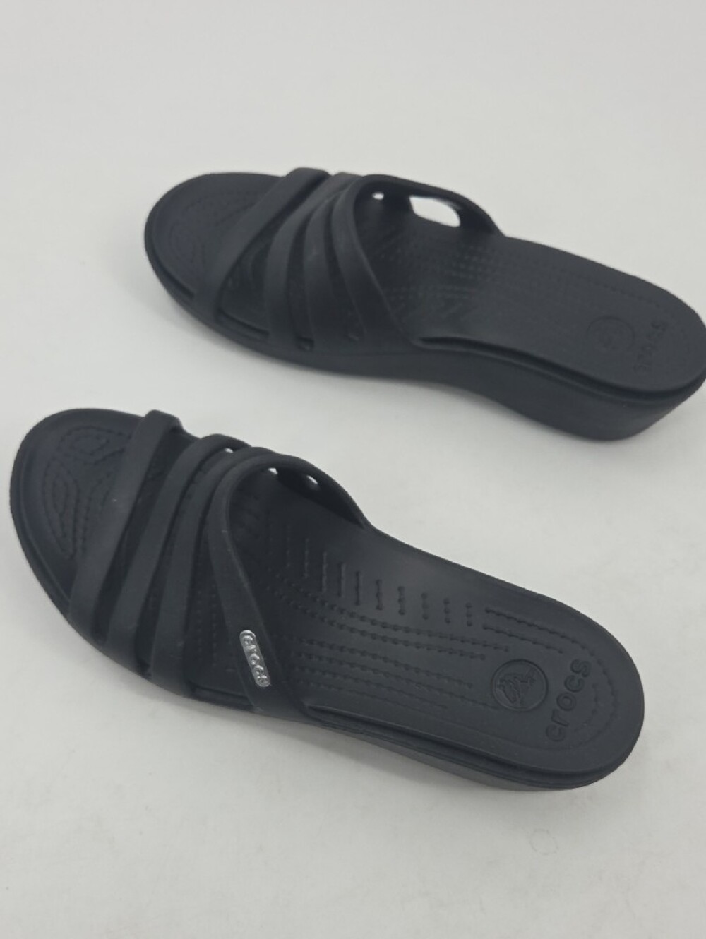 Black CROCS Strappy Slide Sandals - Picture 5 of 16